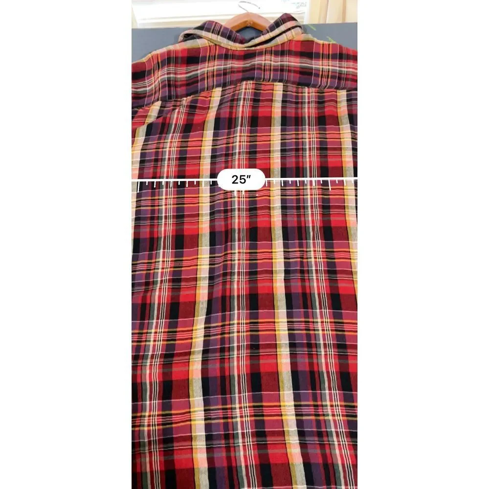 Polo Ralph Lauren Classic Red Plaid Button-Down Flannel Shirt Casual Long Sleeve